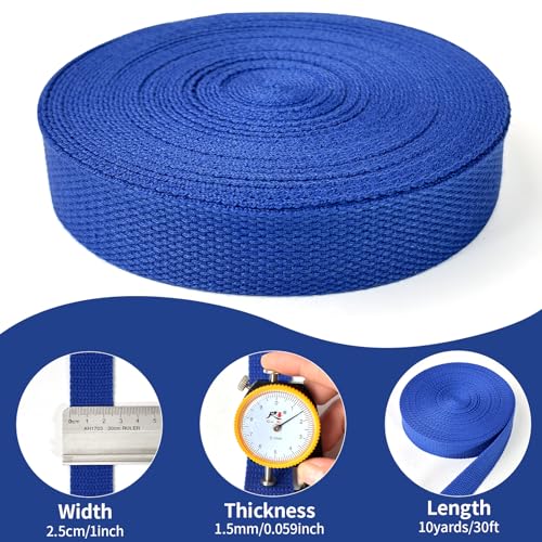 Blue Cotton Webbing 1in x 10Yards - color: Blue