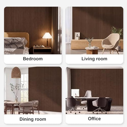 Geelin Peel and Stick PVC Wood Slat Wall Panel Decor 118" x 15.75", Walnut - color: Walnut