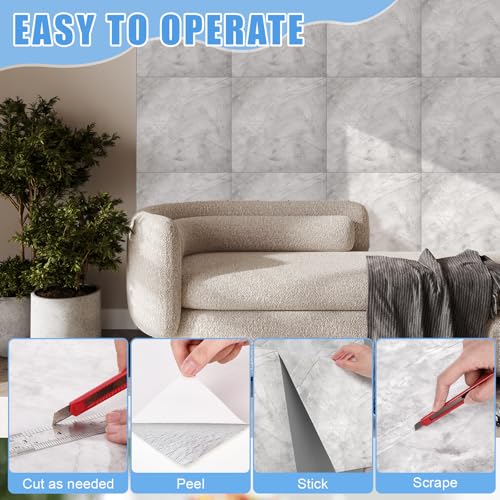Nuanchu 36 Pcs Peel and Stick Wall Panels, 12x12 Inch, Gray Marble - color: Gray Marble