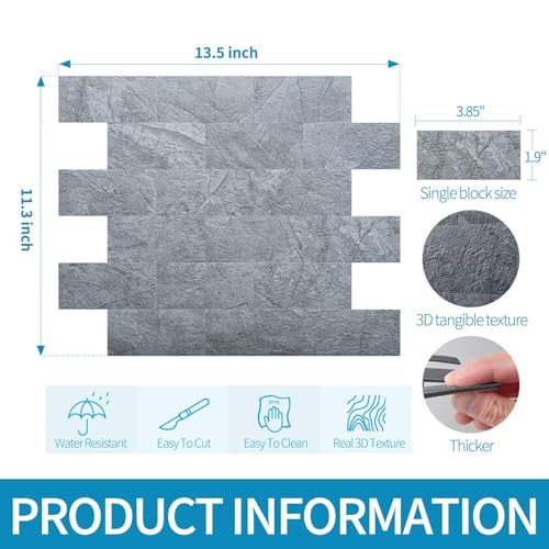 Art3d Peel and Stick Backsplash, Stick on Wall Tile, 10-Pack, Blue Grey - color: Blue Gray 10pcs