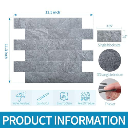 Art3d Peel and Stick Backsplash, Stick on Wall Tile, 10-Pack, Blue Grey - color: Blue Gray 10pcs