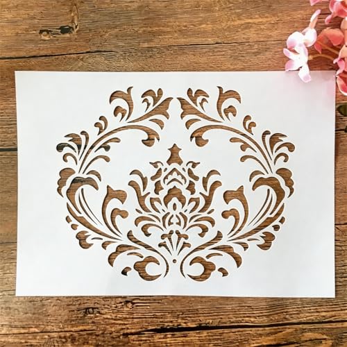 TIAMECH A4 Reusable Damask Victorian Floral Stencil for Painting - style: Victorian Floral
