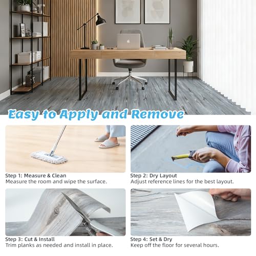 Art3d 10-Pack Peel and Stick Vinyl Floor Tiles (15 Sq.Ft), Dust Grey - color: Dust Grey
