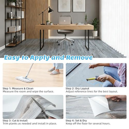 Art3d 10-Pack Peel and Stick Vinyl Floor Tiles (15 Sq.Ft), Dust Grey - color: Dust Grey