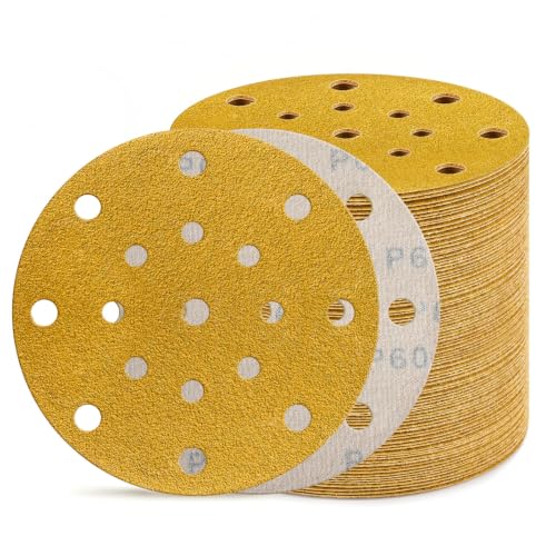 70Pcs 6 Inch Sanding Discs 60 Grit, Hook and Loop Orbital Sandpaper - style: 60Grit-70Pcs
