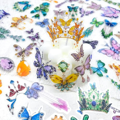 50Pcs Gem Butterfly Scrapbook Stickers – Crystal Butterfly Clear Stickers for Journaling, Scrapbooking, Laptop, Art Crafts - color: Crystal Butterfly