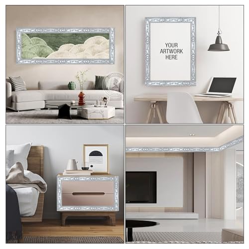 Flexible Wall Trim, Self Adhesive Peel and Stick Molding, Cabinet Border, Mirror Frame Trim (Silver) - color: Silver