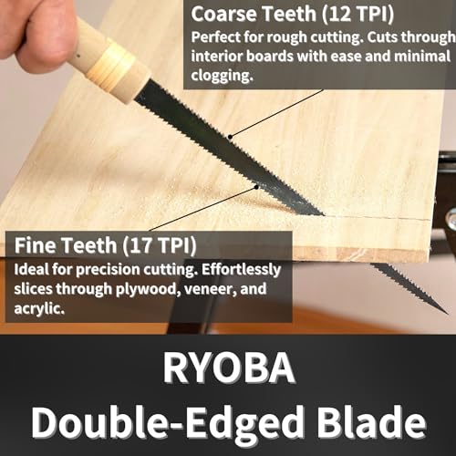 Japanese Pull Saw Woodworking Small Keyhole Saw 7-7/8" Made in JAPAN, Ryoba Double-Edge Handsaw for Wood, Plywood, Drywall, Sheetrock, Gypsum Board, Plasterboard, Wood Handle - color: 7-7/8" Keyhole (Ryoba)