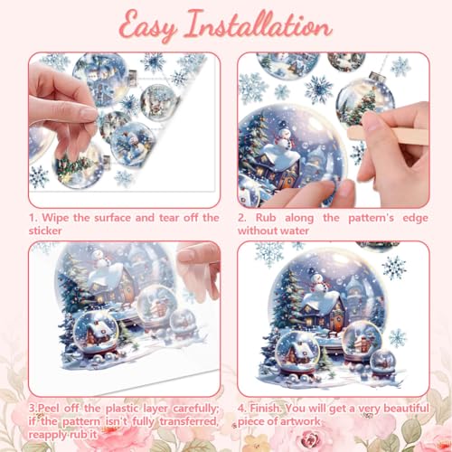 Peacoblue Christmas CrystalBall Rub On Transfers for Furniture Craft 6"x12" - style: Christmas Crystal Ball