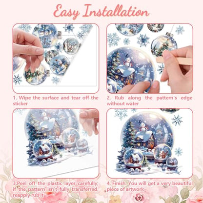 Peacoblue Christmas CrystalBall Rub On Transfers for Furniture Craft 6"x12" - style: Christmas Crystal Ball