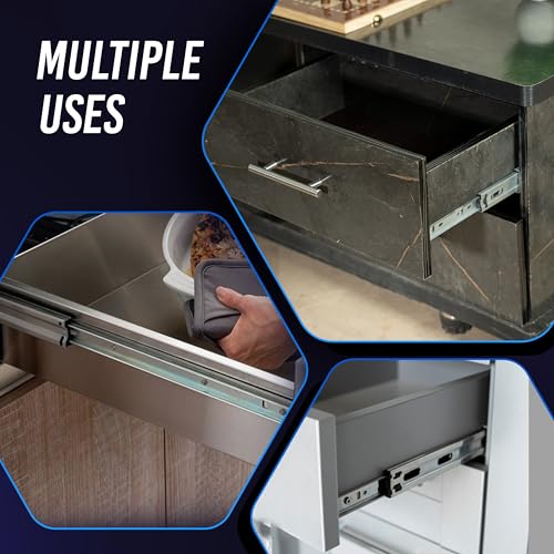14 Inch Drawer Slides 1 Pairs (2pcs) Side Mount Rails - Heavy Duty Full Extension Ball Bearing – Drawer Slide Glides for Cabinet Kitchen, Dresser Runners - Draw Slides Sliders 100Lb Capacity - color: Silver, size: 14 Inch