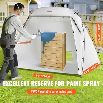 VEVOR Portable Paint Booth, Larger Spray Paint Tent with Built-in Floor & Mesh Screen & Windproof Hooks, Painting Tent Station for Furniture DIY Hobby Tool, 7.5x5.2x5.2ft Spray Paint Shelter - size: L90*W62*H62inch