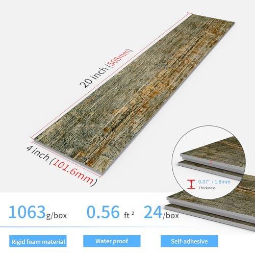 24 Pcs Peel and Stick Retro Wood Grain Pattern Vinyl Wall Stickers - style: JMBSDKCFT06