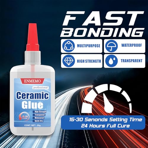 (2-in-1) Ceramic Glue with Brush Applicator&Nozzle,Porcelain&Pottery Repair