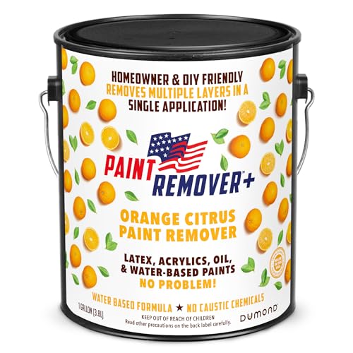 Dumond Paint Remover Plus Orange Citrus, Do It Yourself, Refinish Furniture, Cabinets, Decks, Antiques, Masonry, for Oil, Latex, Acrylic, Water-Based Paints, Varnishes & Stains, Citrus Scent, Gallon - size: GALLON