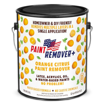 Dumond Paint Remover Plus Orange Citrus, Do It Yourself, Refinish Furniture, Cabinets, Decks, Antiques, Masonry, for Oil, Latex, Acrylic, Water-Based Paints, Varnishes & Stains, Citrus Scent, Gallon - size: GALLON