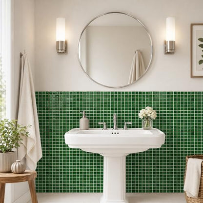 3D Mosaic Peel and Stick DIY Backsplash Tiles (24, Emerald Green) - color: Emerald Green