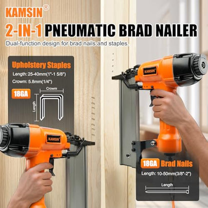F50/9040 18 Gauge Pneumatic Brad Nailer, 2 in 1 Finish Nailer