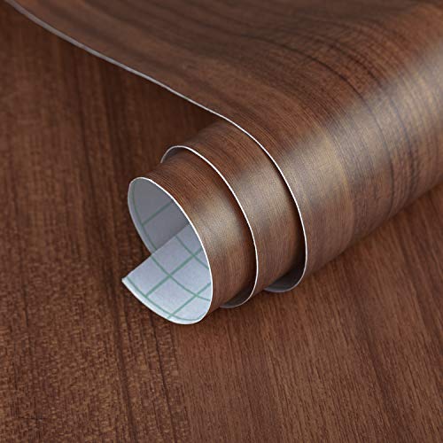 BAYYA Brown Wood Grain Contact Paper Waterproof Peel and Stick Wallpaper - color: Brown 2, size: 15.8" x 354"