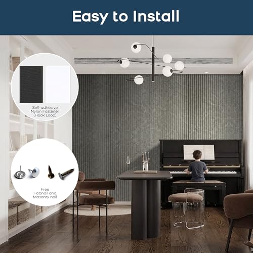 BUBOS 4-Pack Acoustic Panels 47.2"x23.6", Peel & Stick Sound Wall Panels - color: Noir