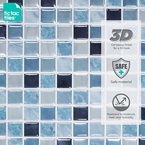 Tic Tac Tiles Peel & Stick Wall Tile, Small Square Maple & Sea, 10 Sheets
