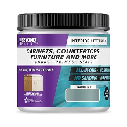 Beyond Paint All-in-One Refinishing Paint, No Sanding, Matte Finish for Cabinets, Countertops, Furniture and Doors, 1 Pint, Nantucket - color: Nantucket