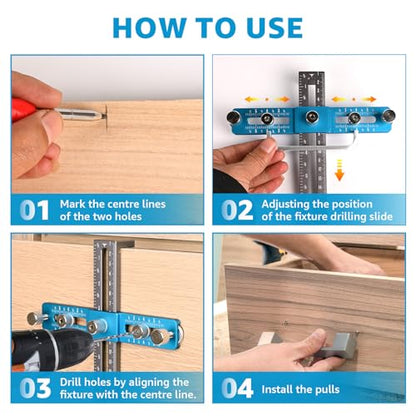 Cabinet Hardware Jig,Cabinet Hardware Template for Knobs,Handle and Pull,Cabinet Handles Template Tool for Drawer Cabinet Installation - style: Drilling Jig