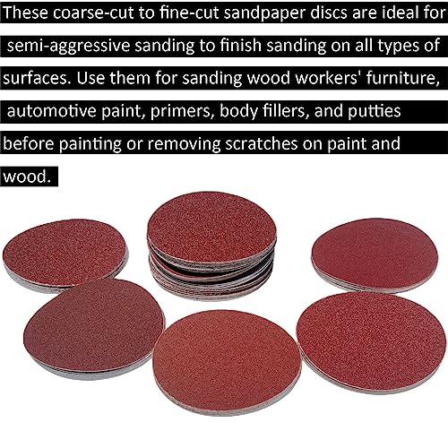 Premium 60 PCS 6" PSA Sanding Discs - 10 Each of 80 100 120 180 240 400 Grit - 6 Inch Self Adhesive Stickyback Sandpaper Discs for DA Sander, Sand Automotive Car Paint, Woodworking Wood, Metal