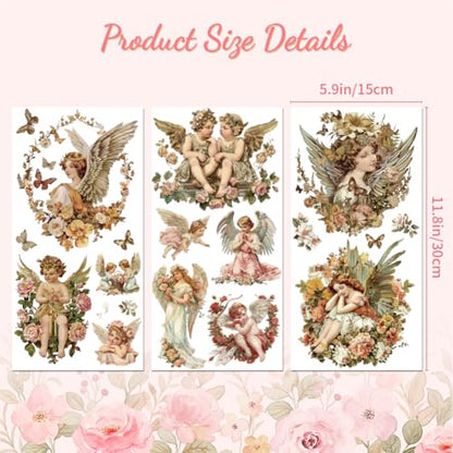 Peacoblue Vintage Angels Rub On Transfers for Furniture Craft 6"x12" - style: Vintage Angels
