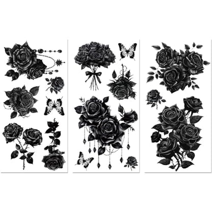 Peacoblue Gothic Black Roses Rub On Transfers for Furniture Craft 6"x12" - style: Gothic Black Roses