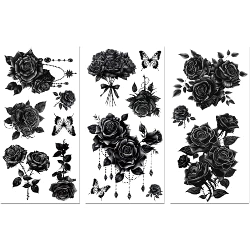 Peacoblue Gothic Black Roses Rub On Transfers for Furniture Craft 6"x12" - style: Gothic Black Roses