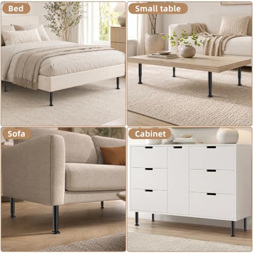 Wlrrcwdttc 4 Pcs Metal Adjustable Furniture Legs 3.15-4.72 inch, Adjustable Cabinet Legs for Sofa/Bed/Chair/Couch/Dresser/Table,Heavy Duty Bed Replacement Support Legs for Bed Frame/Bed Center Slat - size: 3.15-4.72 inch (4pcs)