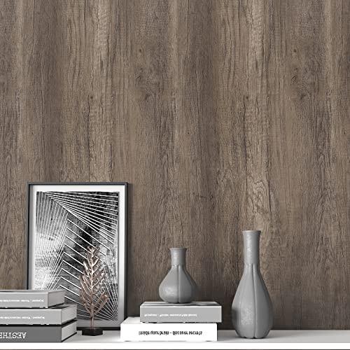 CRE8TIVE 24"x354" Grey Brown Wood Contact Paper Self Adhesive Large Size Wood Grain Wallpaper Peel and Stick Removable Waterproof Thick Decorative Rustic Wood Look Vinyl Paper for Countertops Cabinets - size: 0.9" x 13.9"