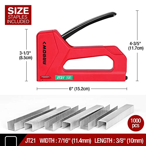 Arrow Light Duty Staple Gun Kit with 1000 JT21 Staples