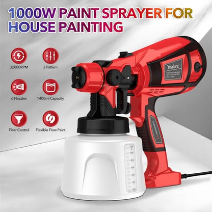 1000W Electric Paint Sprayer, 1400ml for Furniture Fence Cabinets