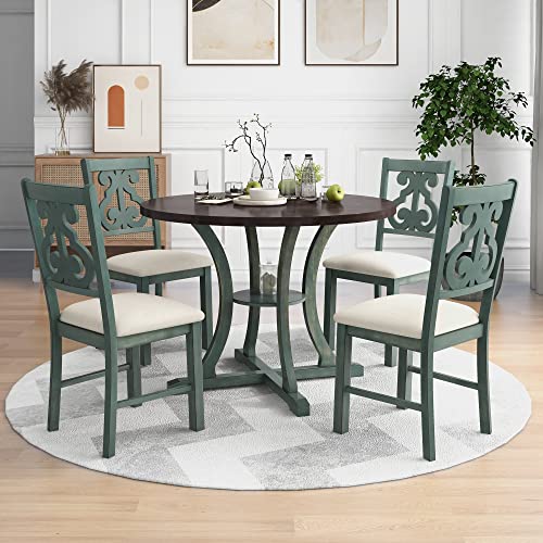 Set of 4 Upholstered Dining Chairs with Hollow-Out Back, Dark Brown - color: Dark Brown,viridian