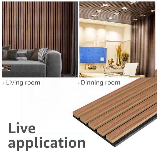 Art3d 4-Pack Fluted Acoustic Wood Slat Wall Panel, 107 x 8 Inch, Walnut - color: Walnut, size: 4pcs - 107＊8in.