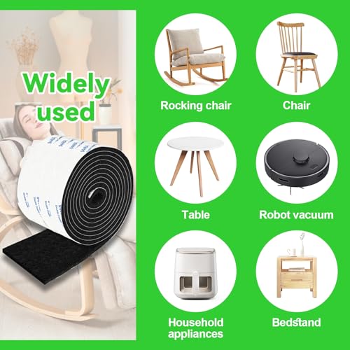 Felt Strips with Adhesive Backing, Adhesive Felt Strips, 2 Felt Rolls 2X 60 Inches Black, Felt Tape with Adhesive Backing, Furniture Felt Strips - size: 2 Rolls 2x60 inch