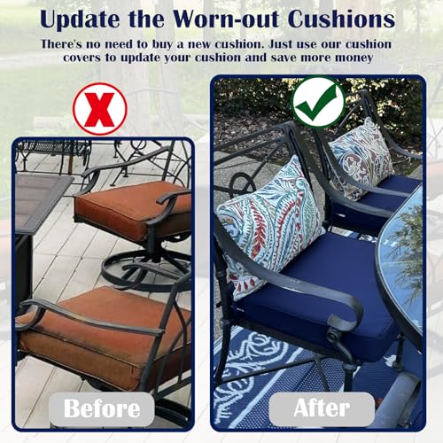 FLYMEI Patio Cushion Covers 31.5x31.5x4, Navy Blue, 1Packs - color: Navy Blue, size: 31.5x31.5x4-1Packs-Cover Only