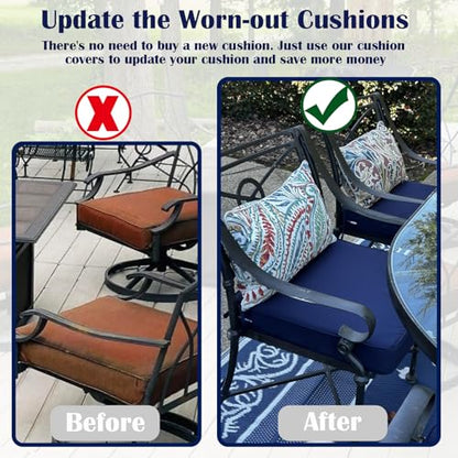 FLYMEI Patio Cushion Covers 31.5x31.5x4, Navy Blue, 1Packs - color: Navy Blue, size: 31.5x31.5x4-1Packs-Cover Only