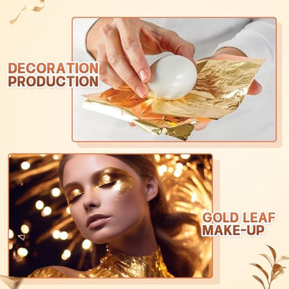 100Pcs Gold Leaf Sheets for Art, Gold Foil Sheets for Crafts, Art & DIY Projects, Home Walls and Multi Artistic Decoration, Imitation Gold Foil Sheets 5.5" x 5.5"