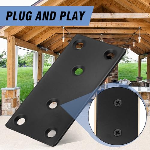 VIKKSAER 8Pcs Black Flat Mending Plate with Screws, Stainless Steel Metal Flat Straight Brace Bracket, Double-Wide Joining Plate for Cabinets, Bookshelves & Tables (3.9 x 1.9 x 0.65 inch) - size: 3.9 x 1.9 x 0.65 inch