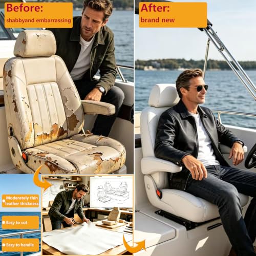 CDY Marine Vinyl Upholstery Fabric: 54"x72" Soft Grain Faux Leather Durable - color: White, size: 2Yard（54"x72"）