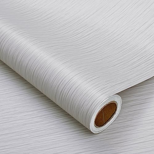 Heroad Peel and Stick Wallpaper Wood Contact Paper Wood Wallpaper Light Grey Wood Grain Contact Paper Thicken Textured for Cabinets and Drawers Countertops Waterproof Self Adhesive Vinyl 17.5" x 393" - color: Grey and Silver, size: 17.5" x 393"