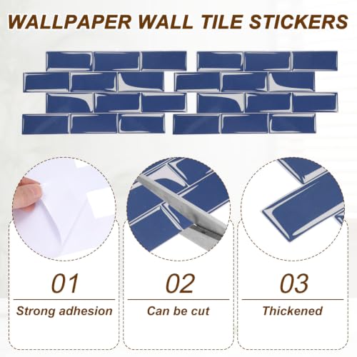 HARFINGTON Peel and Stick Backsplash Tiles 9.4"x4.7" Sea Blue, 10Pcs - color: Sea Blue