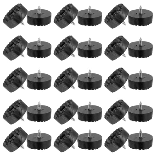 PATIKIL 1.2 Inch Screw-On Rubber Feet for Furniture, 32 Pcs Non Slip Furniture Pads Chair Glides Table Leg Protectors for Hardwood Floor Cutting Board Electronics, Black - color: Black, size: 1.2 Inch