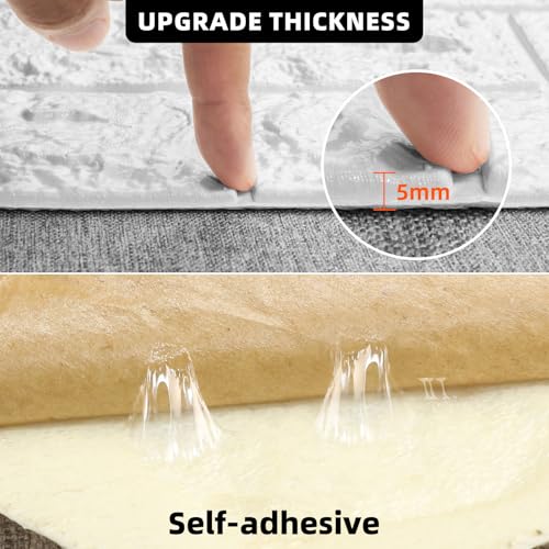 3D Wall Panels Peel and Stick Faux Foam Brick Wallpaper Covering - color: White, size: 20 Pcs