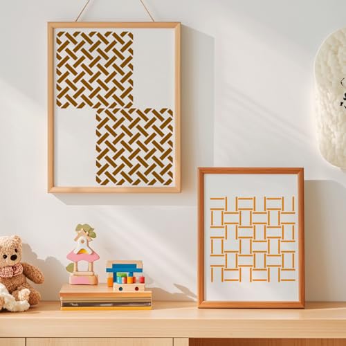 30pcs Texture Stencils for Crafts, Reusable Mixed Media Geometric Brick Cubist Leopard Wood Grain Stencil Layering Stencils for Painting on Wood Wall DIY Background Furniture Card Canvas 6x6in