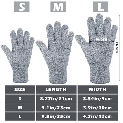 Patelai 3 Pairs Microfiber Dusting Gloves for Plants Leaf, Small - color: Dark Blue, Gray, Khaki, size: Small