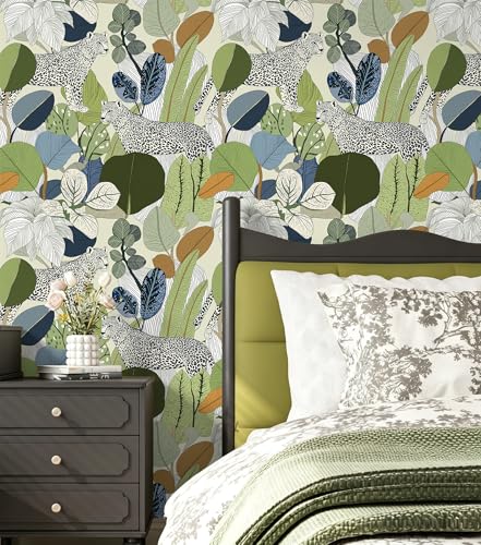 Peel and Stick Wallpaper Floral Leopard Renter Friendly Wallpaper